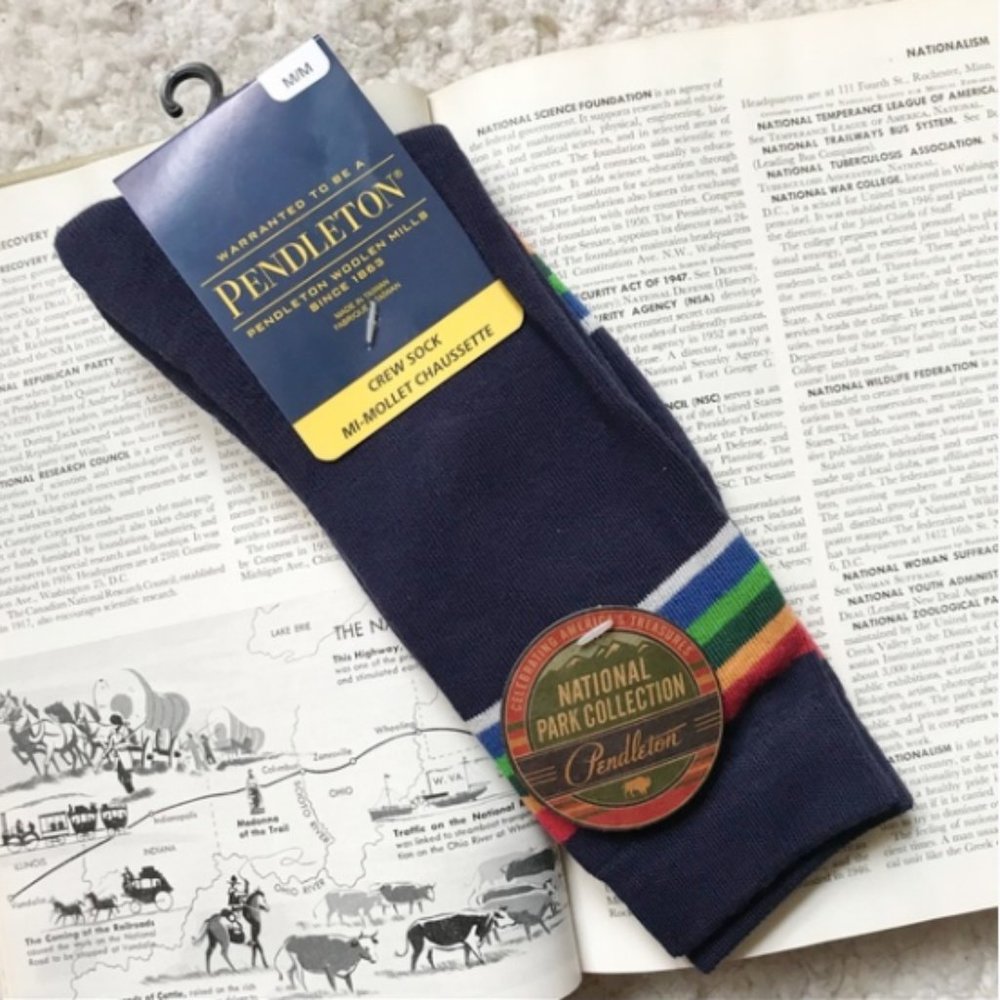 Pendleton UNISEX Crater Lake National Park Collection Stripe Socks Size Medium - Picture 12 of 13